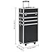 vidaXL Kosmetikkoffer mit 4 Etagen Ablagen Beauty Case Schminkkoffer Friseurkoffer Schmuckkoffer Trolley Rollkoffer Make up Koffer Alu Schwarz