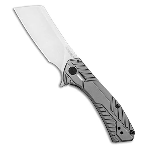 Kershaw Static Cleaver Pocket Knife, 2.8 Inch Blade, Manual Open Every Day Carry (3445),8Cr13MoV Steel Blade,Silver