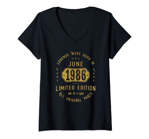 Mujer 36 años Cumpleaños Las Leyendas nacen en Junio de 1986 Camiseta Cuello V