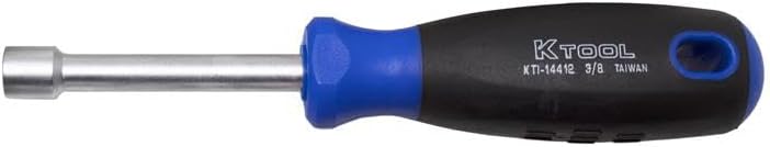 K Tool International 14412 3/8" SAE Nut Driver Set for Garages, Repair Shops and DIY, 3" Length, Alloy Steel Sockets, Hollow Round Shaft, Ergonomic Soft Grip Handle, Color Coded, Blue/Black