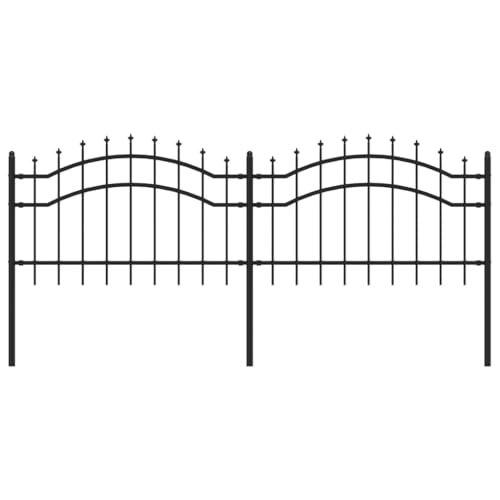 vidaXL Recinzione da Giardino con Punta a Lancia Nera 115cm Acciaio