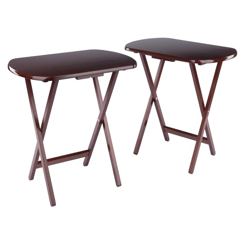 Image of Winsome Corbett Set of 2 Oversized Foldable Snack Tables, Easy to Store Portable Fold Up Table Set for Kitchen, Living Room TV Dining, Crafts, Puzzles, Work from Home