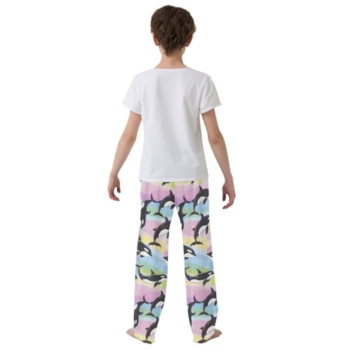 Rainbow Orcas Rainbow Pajama Pants Long Sleep Pant Soft PJ Bottoms Sleepwear3