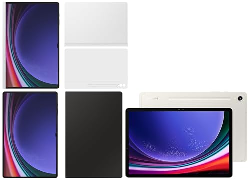 Image of Samsung Tab S9 Ultra, RAM 12 GB, ROM 512 GB, Wi-Fi + 5G Tablet, Beige with S9 Ultra Screen Protector & S9 Ultra Keyboard, Black & S9 Ultra Notepaper Screen, White & S9 Ultra Book Cover, White