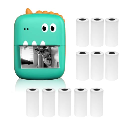 Hethlif Mini Impresora Termal Pegatina Portátil Foto Impresión sin Tinta con Conexión BT para Estudiantes de Teléfonos Inteligentes Profesionales Verdes 57 Mm 9 Rollitos de Papel (4)