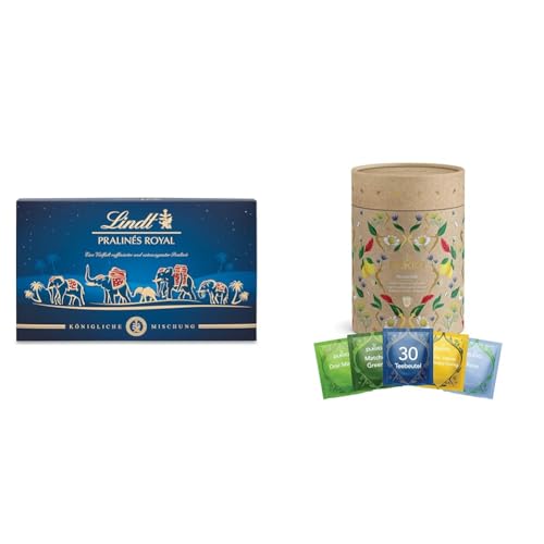 Lindt Schokolade - Royal Pralinen 300gr & Pukka Lieblingstee Geschenkdose 5 Bio Tee-Varianten