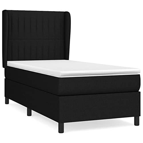 Mimdixy Funktionsbett Gästebett Stauraumbett Einzelbett,Boxspringbett mit Matratze Schwarz 90x200 cm Stoff,Für Schlafzimmer,Gästezimmer,Kann Schnell Zusammengebaut Werden – Bild 4