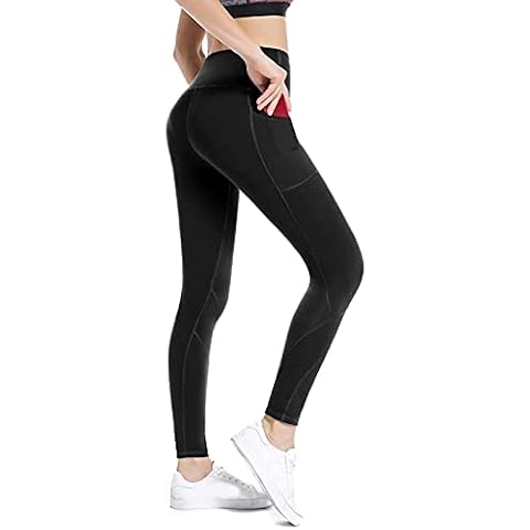 Autosion Women's Stitching high Waist Belt Pocket Yoga Pants Tight-Fitting Stretch Stitching Texture Fitness Sports Trousers Solid Color Fashion Leggings S-XXL Cover