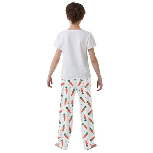 ZZXXB Carrot Pattern Boys Long Pants Soft Trousers Elastic Waist Kids Lounge Bottoms with Pockets S-XL3
