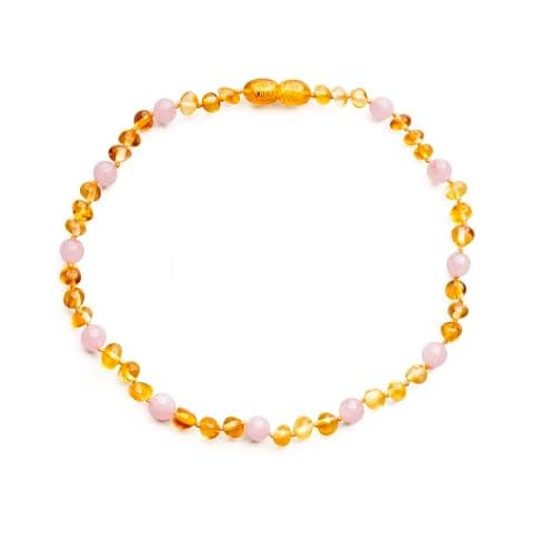 Baltic Proud Amber Necklace for Women and Men (Authentic, Certified) - 18 inches, Honey Rose (Polished) - Unisex Amber Jewelry for Adults - Amber Bead Necklace Cover
