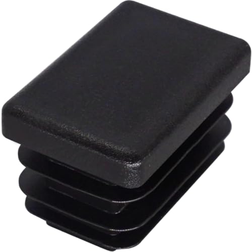 Image of (Pack of 40) Rectangular Plastic Plugs 25 /32 inch x 1-3 /16 inch (20 x 30 mm), Matt Tube Inserts, Fence Post Caps, Jet Black RAL 9005