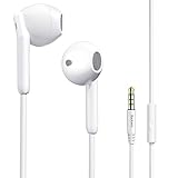Kopfhörer mit Kabel, In-Ear-Ohrhörer, 3,5-mm-Klinkenstecker, Stereo-Bass-Ohrhörer mit Lautstärkeregler, Rauschunterdrückung, kompatibel mit allen Smartphones, Tablets, iPod, iPad, MP3-Player（Weiß）