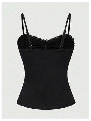 Verdusa Women's Gothic Lace Y2k Cami Top Ruched Slim Fit Camisole Sleeveless Going Out Tops2