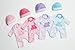 JC Toys | 4 Assorted Baby Doll Rompers and Hats | Pink + Blue + Light Pink + Purple | | Ages 2+ | Fits Dolls 10