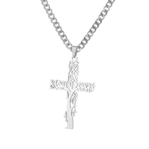 Western Cross Necklace For Men - Stainless Steel Jesus Cross Necklace For Women Men Gold Plated Color Angels Crucifix Charm Jewelry Gift4