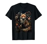 Dark Forest Cottagecore Floral Fox Aesthetic Art Women Girls T-Shirt