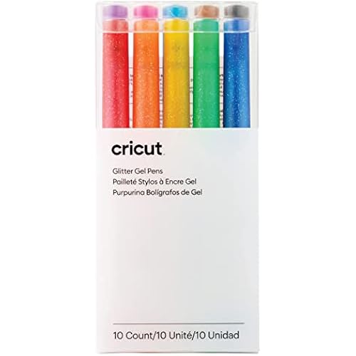 Cricut Glitter Gel Pens (Set of 10), Add Glitter to Cards, Paper, Decor, and More, for Use Maker and Explore Cutting Machines, (Medium Point, 0.8mm, Rainbow)