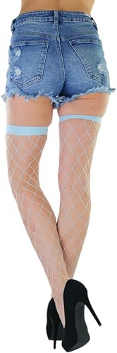 Image of ToBeInStyle Women's Vibrant Large Net Fishnet Thigh High Elastic Nylon Novelty Stockings