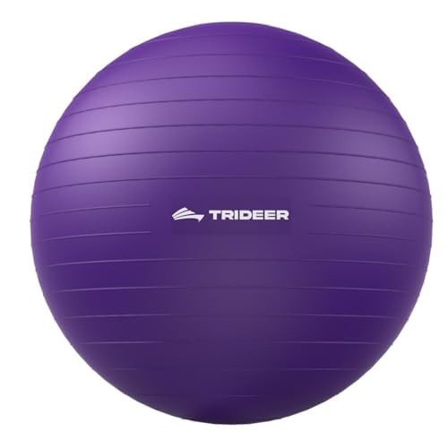 Trideer Exercise Ball for Yoga, Pilates & Fitness – Stability Ball Equipment for Home Gym & Office Chair, Core & Balance Training Accessories, Physical Therapy Equipment, Quick Pump Included, 5 Sizes