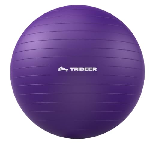 Trideer Exercise Ball for Yoga, Pilates & Fitness – Stability Ball Equipment for Home Gym & Office Chair, Core & Balance Training Accessories, Physical Therapy Equipment, Quick Pump Included, 5 Sizes