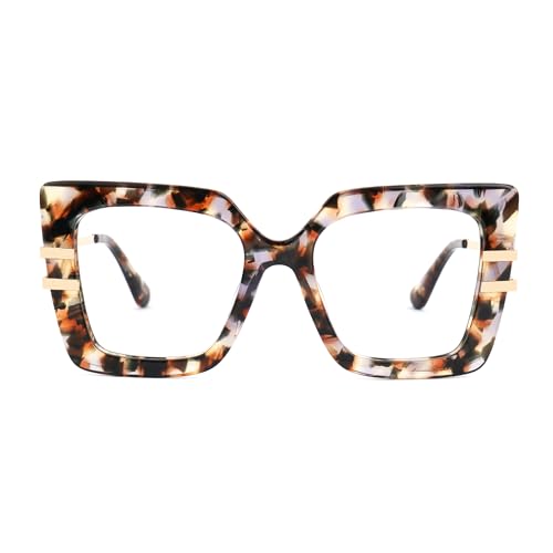 Image of Zeelool Oversized Square Eyeglasses for Women with Non-prescription Clear Lens ZJGX444789-04 Flower