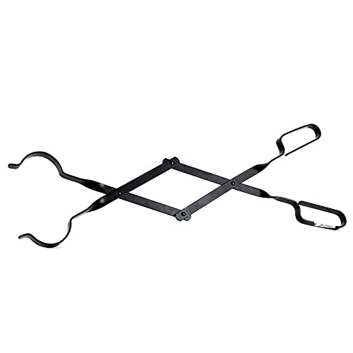 MEKBOK Heavy Duty Cast Iron Fireplace Tongs, Log Grabber, Log Tweezers, Log Claw Fireplace Accessory for Indoor Outdoor