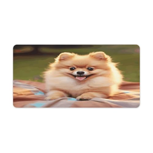 Tapete de escritorio grande antideslizante con diseño Pomerania