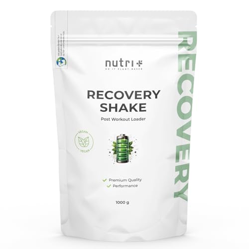 Nutri + Boisson de récupération sport - Post Workout Recovery Shake - Complément post-entraînement Végan - 1 kg de poudre boisson post effort - Pamplemousse - Protéines - BCAA - Créatine