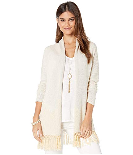 Lilly Pulitzer Tatum Long Fringe Hem Cardigan Gold Metallic LG