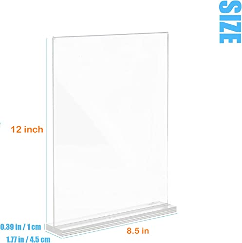 Image of Shuban Acrylic Sign Holder Table Sign Holder Double Sided T Shape Clear Plastic Desktop Display Holder Vertical Menu Stand Sign Holders for School, Office, Hotel, Party (8.5 X 12 Inch (A /4) -2Pcs)