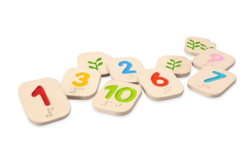 Plan Toys- Braille Numbers 1-10, Colore Legno, 5654