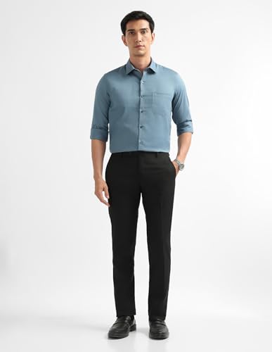 Image of Arrow Textured Tapered Fit Formal Trousers for Men - Full Length Formal Pants for Men Office Wear