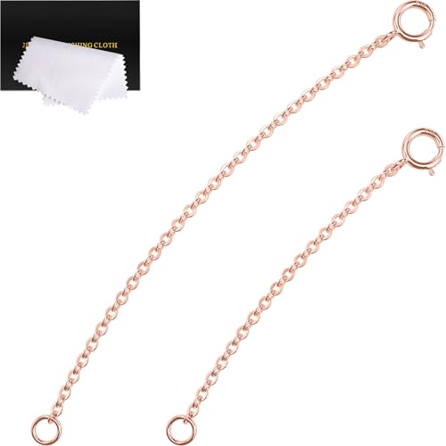 VANBARIS Rose Gold Necklace Extender Rose Gold 925 Sterling Silver Necklace Extender Chain Bracelet Anklet Jewelry Extension for Necklaces 2 Piece Set (2 3 Inches)