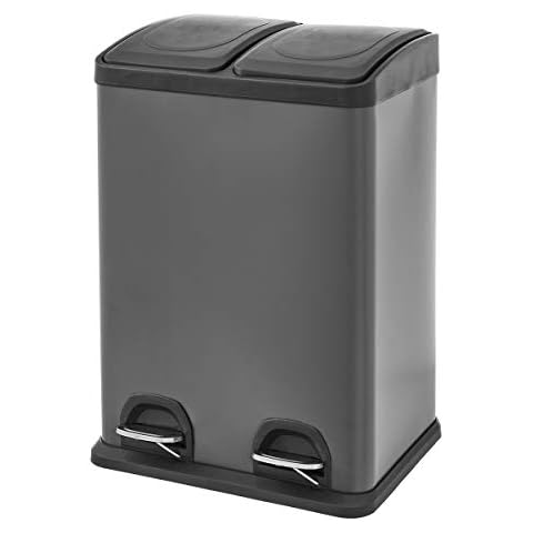Papelera de reciclado gris metal PP 41x35x59 cm - LOLAhome Cover