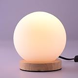 NIOSTA Small Glass Table Lamp, Globe Shade Beside Light, for Bedroom Living Room Bookshelf Decoration 2700K