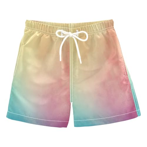Boccsty Teal Rainbow Gradient Boys Swim Trunks Baby Kids Swimwear Summer Toddler Beach Board Shorts Bathing Suit 2T