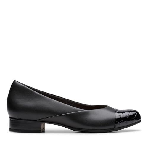 Clarks Collection Women's Juliet Rise Ballet Flat, Black Leather, 8.5 N US