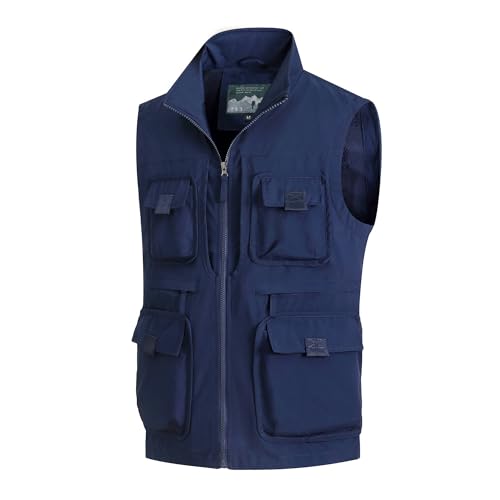 MeiLayM Gilet de Plein Air pour Hommes - Veste sans Manches Respirante à Séchage Rapide Multi-Poches pour Pêche, Chasse, Camping, Voyage, Sport, Photographie