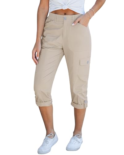 GRAPENT 2026 Cotton Capris for Women Trendy Women Cropped Cargo