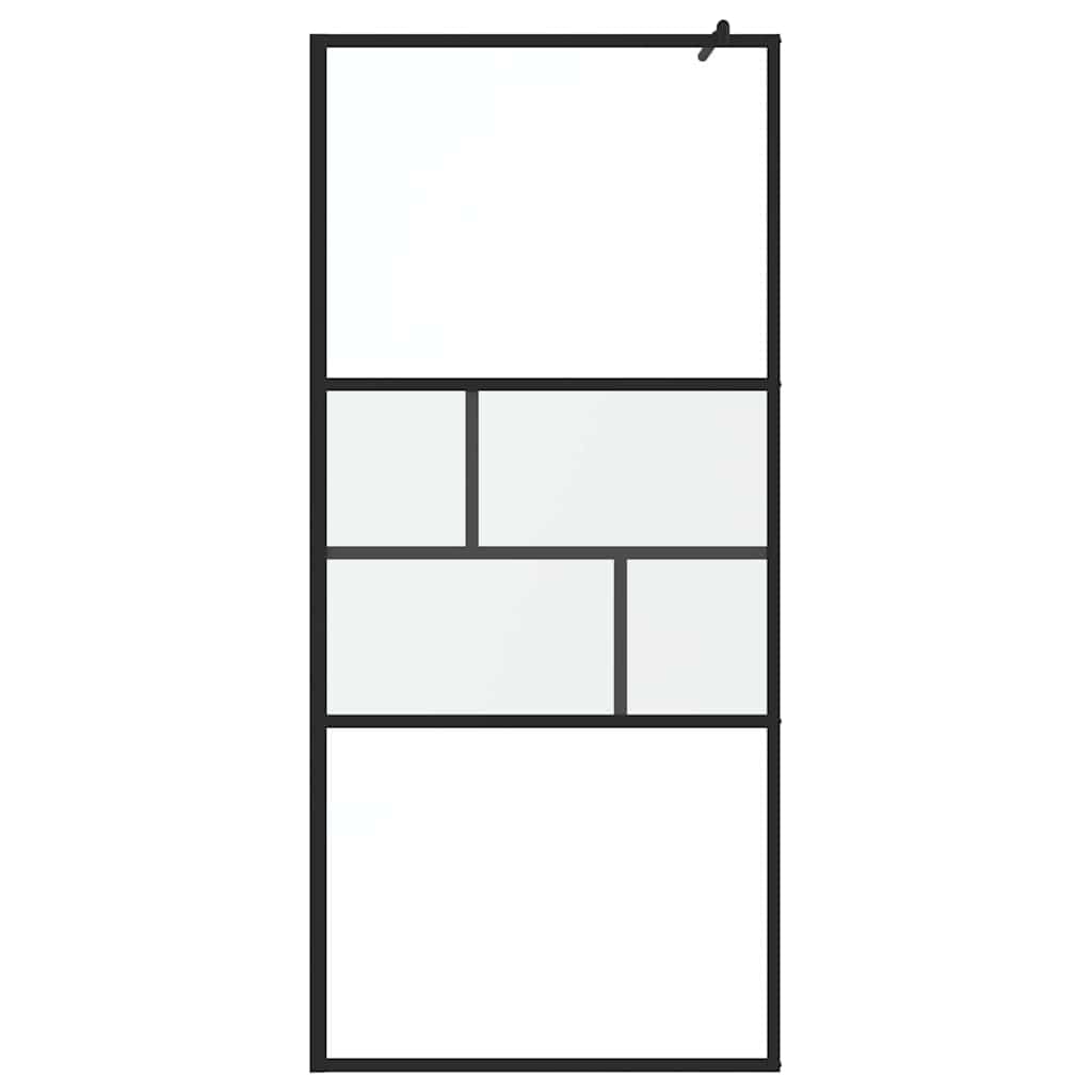 Ścianka prysznicowa Walk-in czarna ze szkła ESG i aluminium, 90 x 195 x 0,5 cm, bez ramy, bez barier, oszczędność miejsca, ochrona przed pryskaniem, do łazienki i pomieszczeń mokrych
