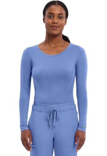 Image of Healing Hands Underscrub Long Sleeve Women Knits Scrub Tops | Soft Cotton Blend Knit, Breathable Stretch Comfort, Machine Wash, Easy Care Fabric, Ideal For Layering Under Scrubs