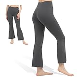 [DREI] 【履くだけ綺麗スタイル】 フレアパンツ レギンス ヨガパンツ 美脚 おしゃれ コーデ ジム 普段使い リラックス ウェア ストレッチ素材 (JP, アルファベット, 2XL, グレー)