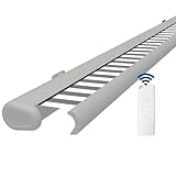 Eclipse Vollkassettenmarkise Premium elektrisch 2x1,5m Markise Balkon Terrassenüberdachung Kassettenmarkise Gelenkarm Polyacryltuch UV-Schutz 50+ Smarthome-fähiger Dooya Motor, Markisentuch: Grau-Weiß