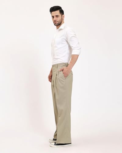 Image of Thevasa Relaxed Fit Korean Pants for Men, Suitable for Casual & Formal Wear, Stylish Baggy Pants for Men, Pleated Pants for Men