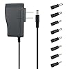 EIKS DC 5V 1A/1000mA Power Supply Adapter with Replacement 8 Plugs for USB Hub TV Box Camera Speaker