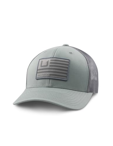 HUK Mens Trucker Hat Anti-Glare Snapback Fishing Hat for Men Huk & Bars - Sharkskin One Size