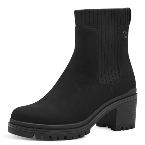 s.Oliver Damen Chelsea Boots mit Blockabsatz Vegan, Schwarz (Black), 38 EU