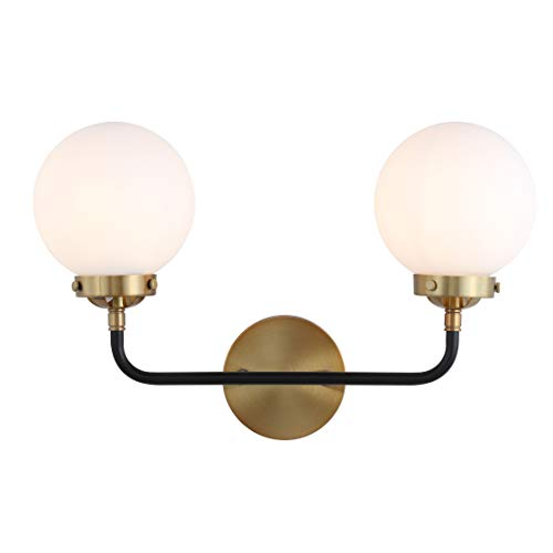Black Friday Sale 2022 JONATHAN Y JYL9057B Caleb 2-Light 18" Brass Wall Sconce Contemporary Reversible for Bedroom Livingroom Bathroom Hallway, Brass Gold/Frosted