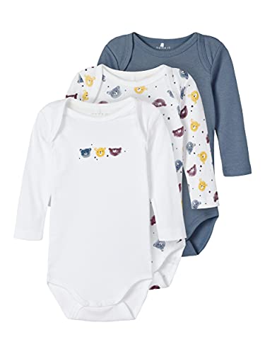 NAME IT Jungen Langarm Body Set aus Bio-Baumwolle China Blue 80