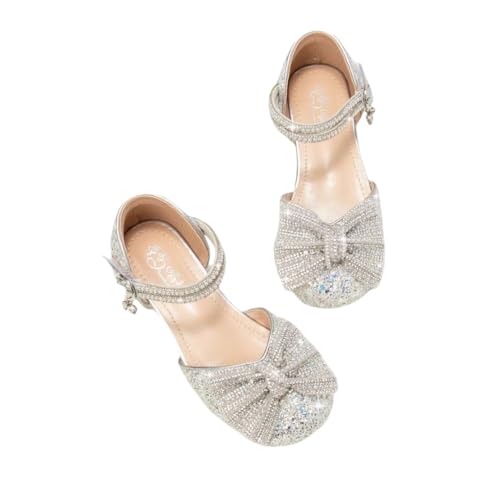 Girls Glitter Mary Jane Pumps Sequins Princess Low Heels Dress Shoes Party Wedding Rhinestone Sandals for Toddler/Little Kid